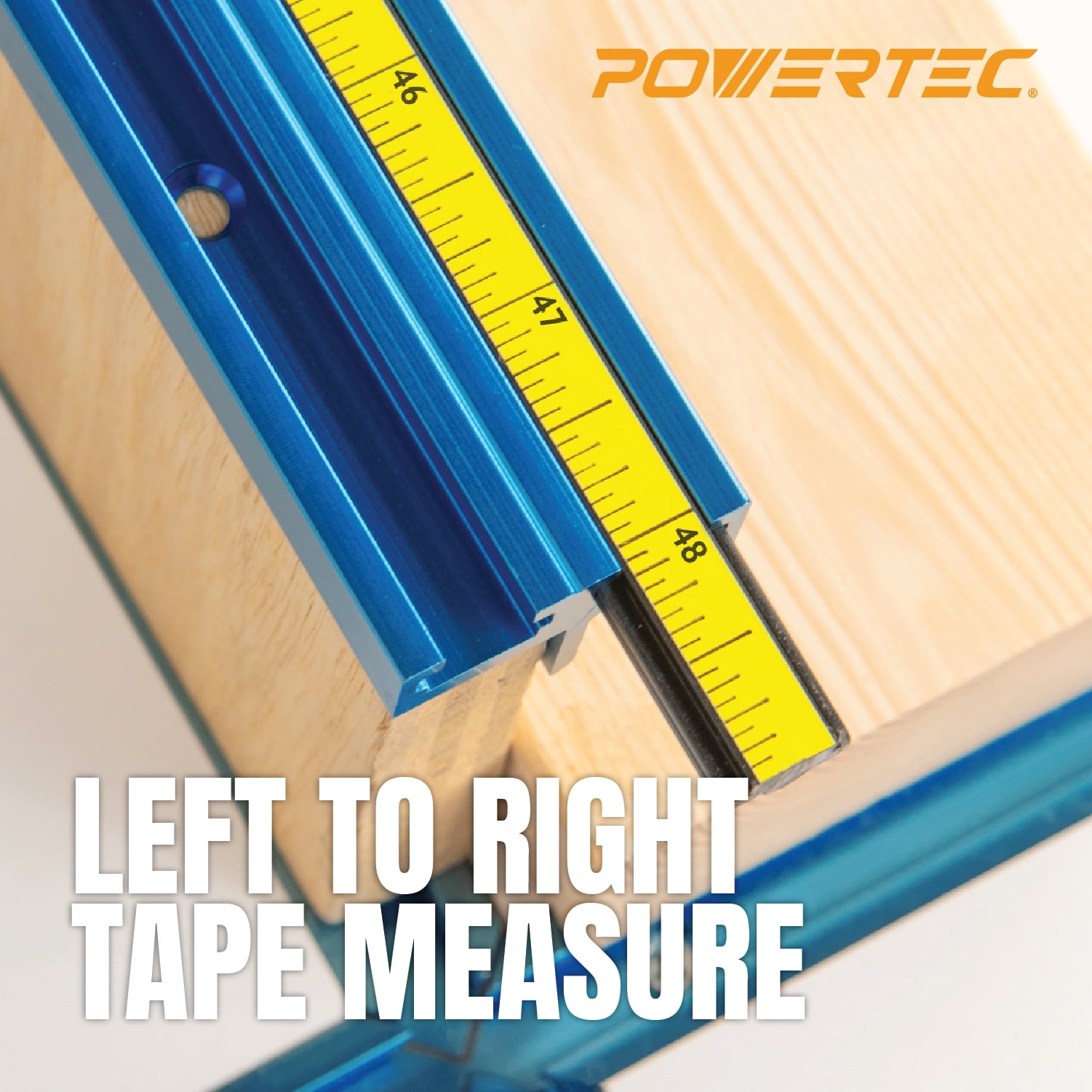 POWERTEC 4' Measuring Tape with Adhesive Backing & Insert w/Scale Kit, Table Saw Accessories, Left to Right Imperial Tape Measure for T Track, Table Saw, Miter Saw, Woodworking Tools & Jigs (71331)
