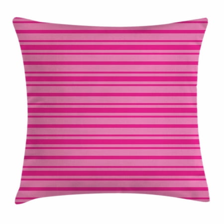 Horizontal Board (Hot Pink Throw Pillow Cushion Cover, Horizontal Bold and Thin Stripes in Pink Tones Geometrical Classic Composition, Decorative Square Accent Pillow Case, 18 X 18 Inches, Pink Hot Pink, by)