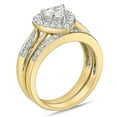 thumbnail image 2 of Sterling Silver with 14KY Gold Plated Heart with Halo Simulated Diamond Bridal Set Rings, 2 of 2