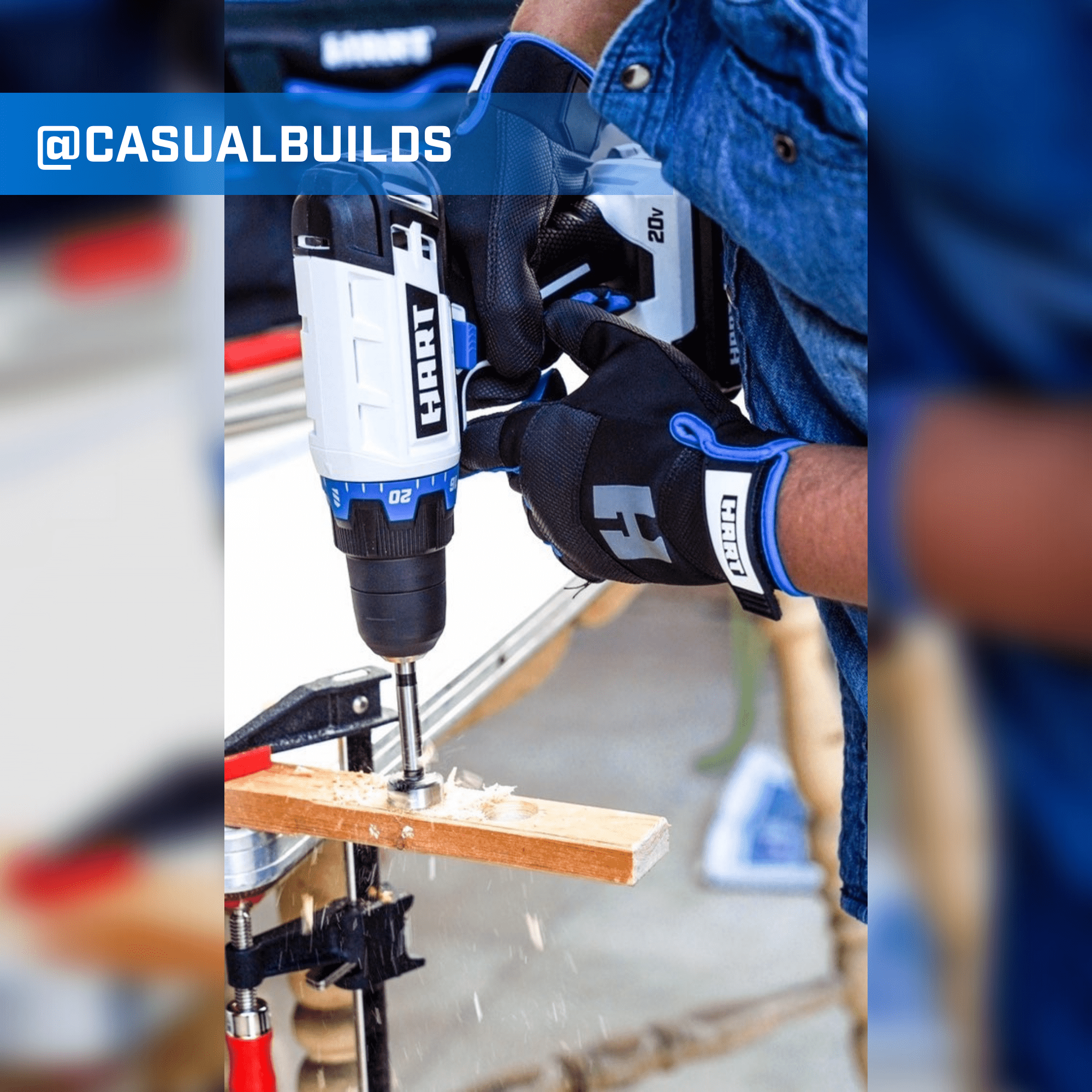 HART 20Volt Cordless 1/2inch Drill/Driver Kit, (2) 1.5Ah LithiumIon