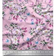 thumbnail image 1 of Soimoi Pink Cotton Voile Fabric Insect,Leaves & Pink Floral Fabric Prints by Yard 56 Inch Wide, 1 of 1