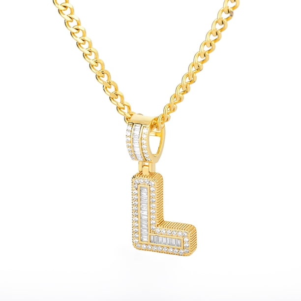 Collar con letras iniciales de Bling Savage para mujer, colgante de acero inoxidable 26 AZ, collar de cadena de hielo brillante, joyería de Hip Hop para hombres Tan Jianjun unisex