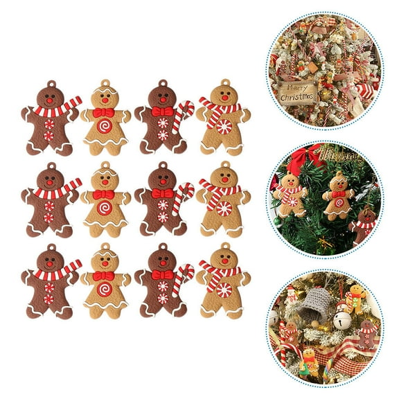 HIAKDOFT Christmas Ornaments Gingerbread Man 12Pcs PVC Clear Texture Neat Lines Family Friends Decor