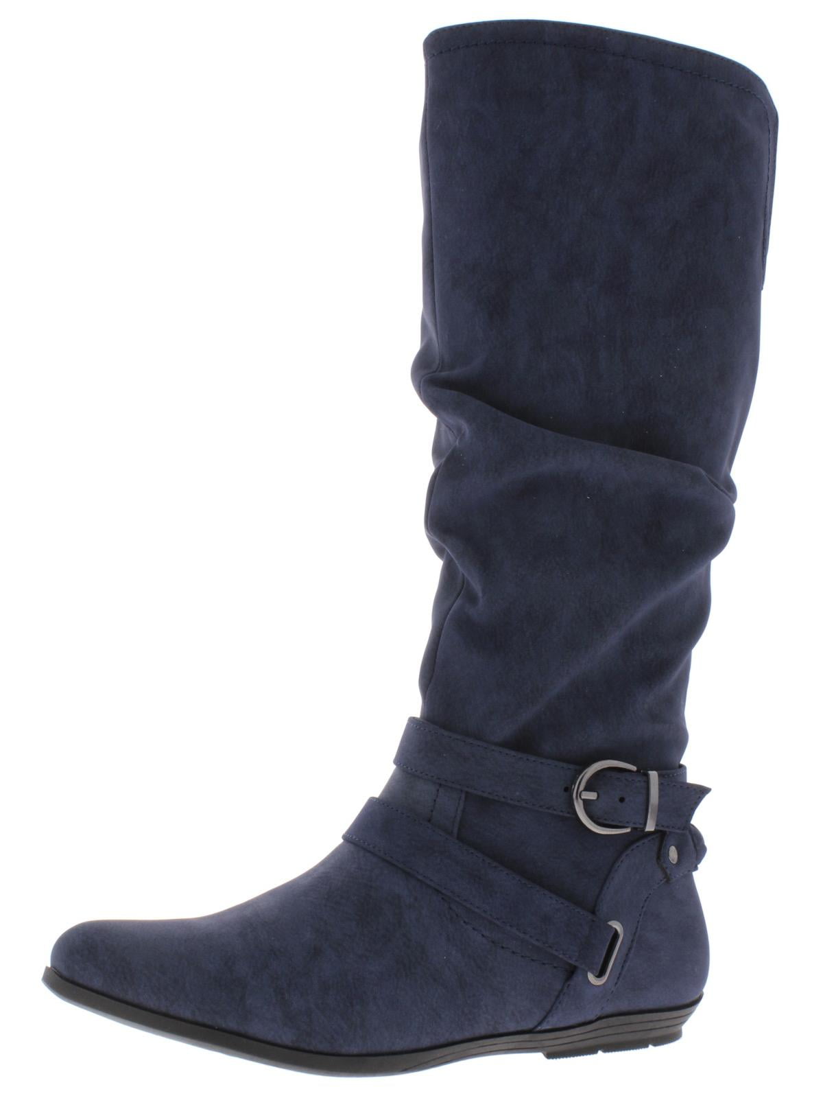 womens navy blue tall boots