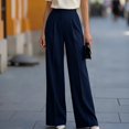 thumbnail image 3 of Women's High Waisted Wide Leg Dress Work Pants | Business Casual Office Trousers, Elastic Waist Pleated Dressy Flowy Palazzo Slacks, Fall Summer Teacher Interview Outfits, L, 3 of 4