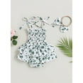 thumbnail image 4 of Bagilaanoe Newborn Baby Girl Rompers Dress Floral Print Short Sleeveless Bodysuit + Headband 6M 9M 12M 18M Infant Summer A-Line Dress, 4 of 8