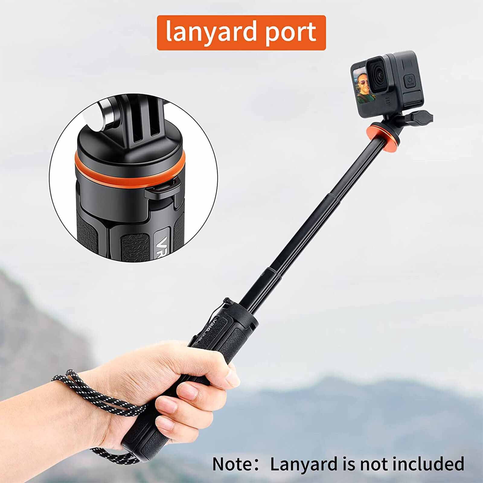VRIG TP-08 Portable Selfie Stick Handheld Tripod Stand For GoPro Hero 12/11/10/9, For Vlog Live Streaming Selfie Video Recording