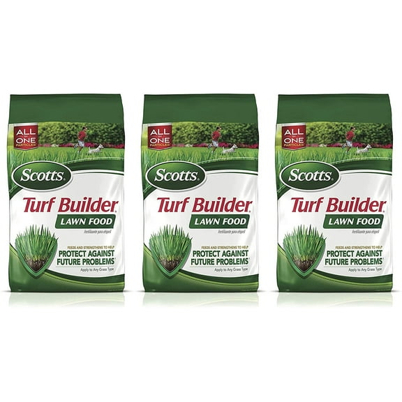 Scotts Turf Builder Lawn Food, 12.5 lb. - Lawn Fertilizer Feeds and Strengthens Grass to Protect Against Future Problems - Covers 5,000 sq. ft. - 3 Pack