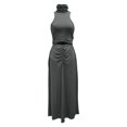 thumbnail image 5 of Hulanddfd Women's Set Sleeveless High-Neck Top and Skirt Solid Two-Piece Set Gray Size L, 5 of 7