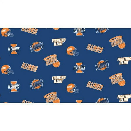 University of Illinois Fabric Super Soft Collegiate Classic Fleece Allover Design-Sold by the Yard