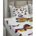 thumbnail image 4 of Ambesonne Colorful Fitted & Top Sheet Set with Shams, Flying Butterflies, Multicolor, 4 of 5
