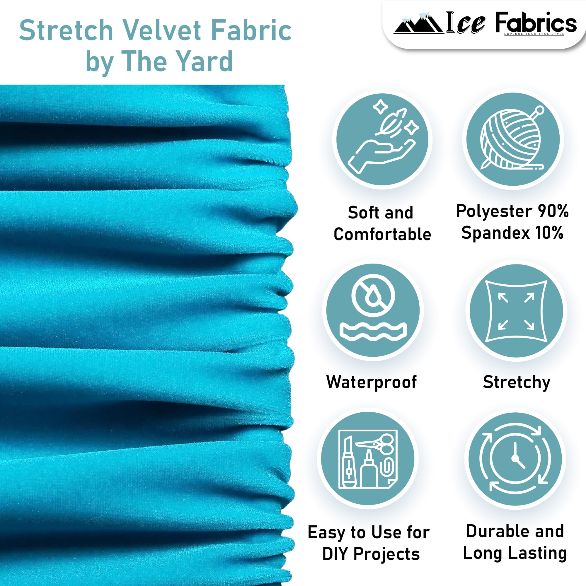 Ice Fabric Stretch Velvet Fabric by the Yard - 60" Wide Soft Stretchy Fabric for Sewing Clothes, Apparel, Costume, Crafts - 90% Polyester 10% Spandex - Antique Gold - 10 Yards