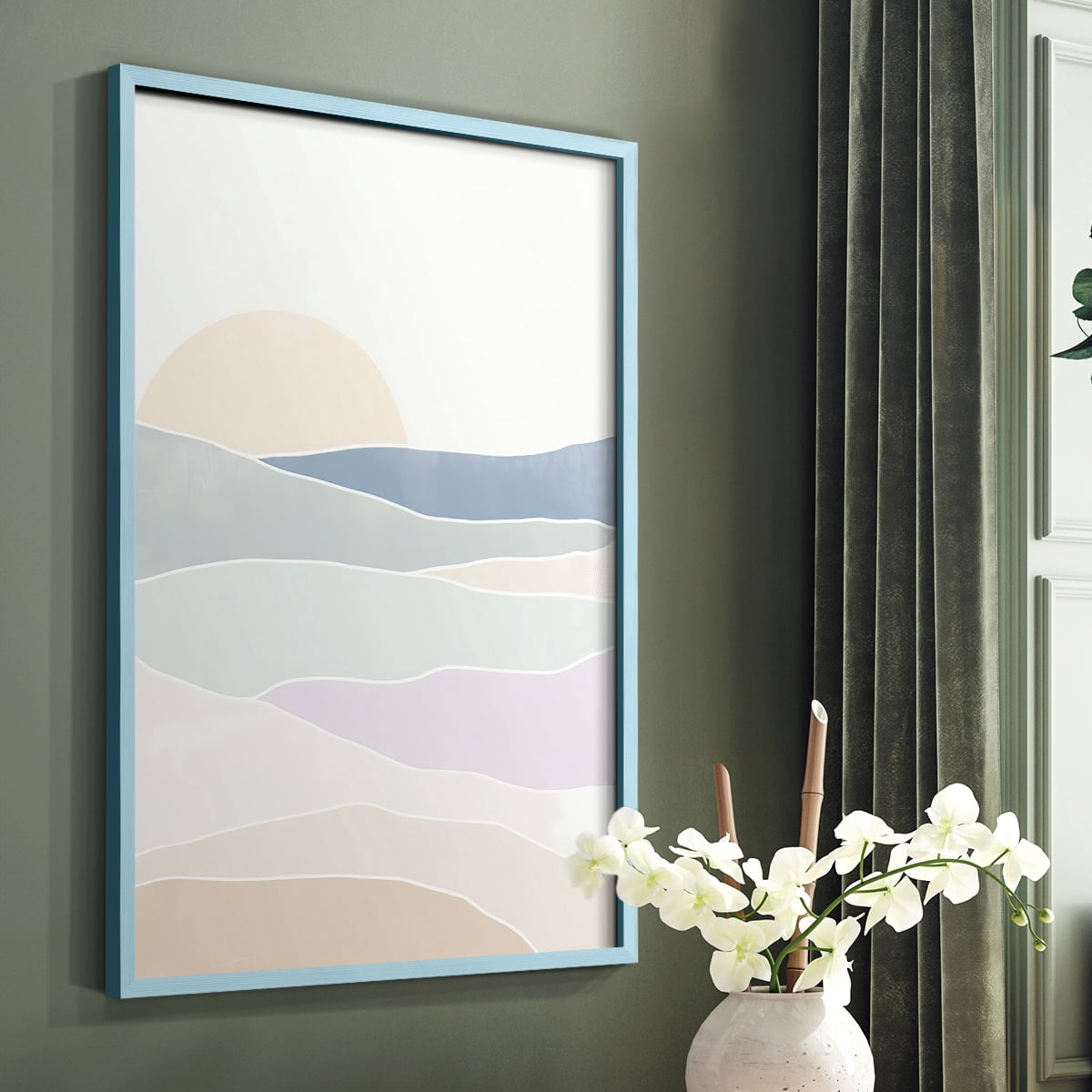 Wave Tableau I Framed Print in Blue Solid Wood 8 x 10 Framed Print