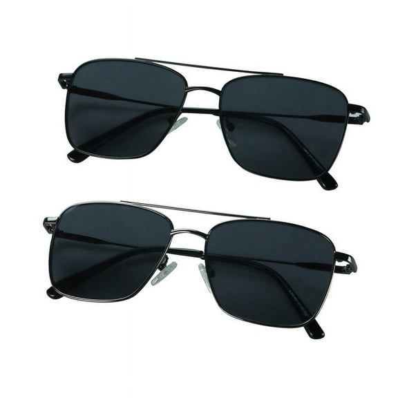 2 Pack Vintage Round Sunglasses for Men and Women UV400 Protection Outdoor Shades with Matte Black Black  2.00 Magnification Frame