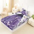 thumbnail image 4 of Castle Fairy Elegant Floral Tulle Gown Twin Sheets 3pcs,Glamorous Perfume Handbag Bedding,Purple Black White,1 Fitted Sheet, 1 Flat Sheet and 1 Pillowcase, 4 of 6