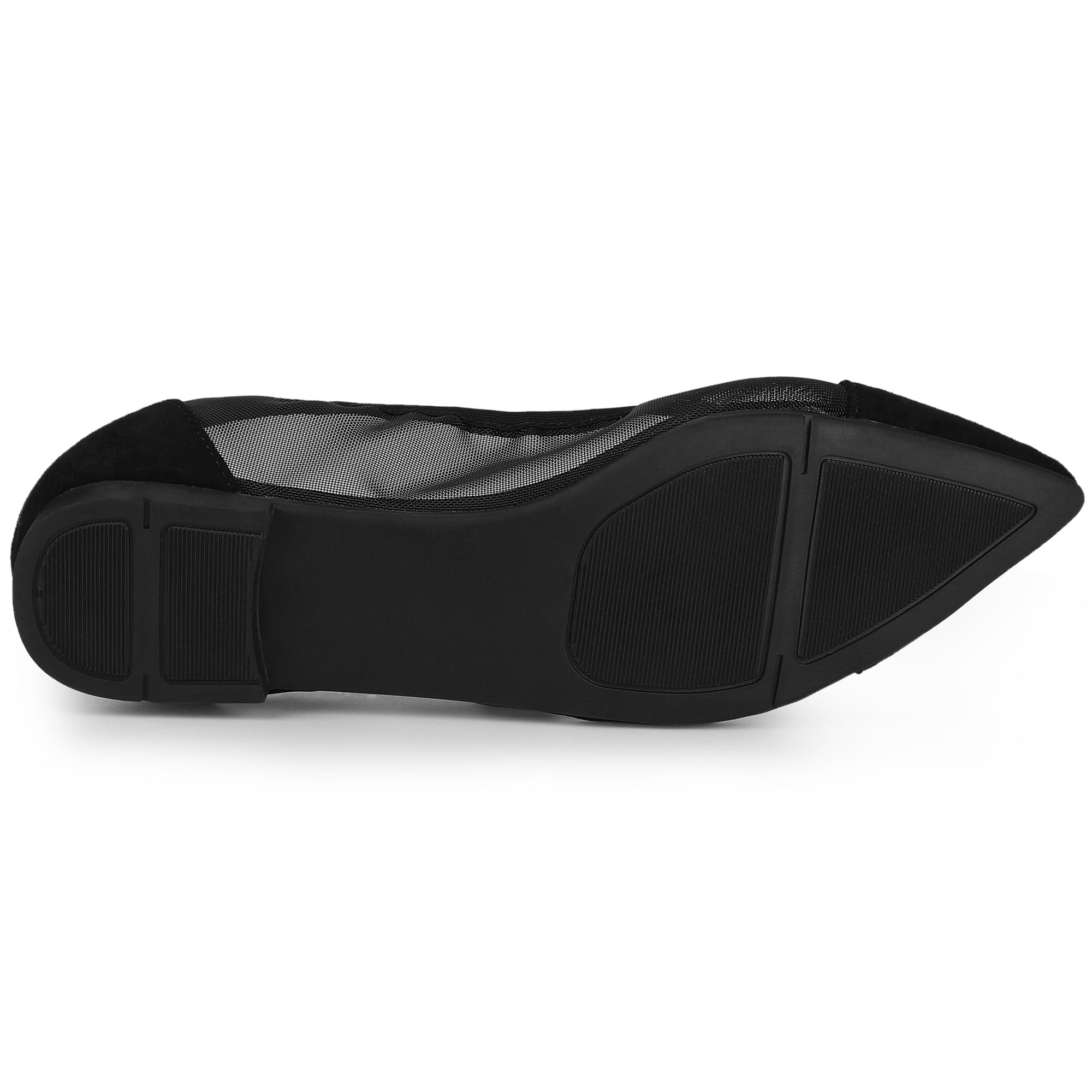 DARING DIVA Women's Mesh Pointed Toe Slip-On Ballet Flat Black US 7