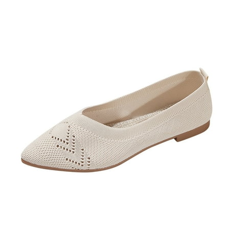 

TOWED22 Flat Shoes For Women Women s Flats Shoes Ballet Flats Dress Shoes Comfortable PU Leather Slip on Shoes for Women Beige