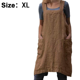 thumbnail image 2 of Delantal de algodón y lino con espalda cruzada para mujer con bolsillos, vestido tipo peto para hornear y cocinar., 2 of 5