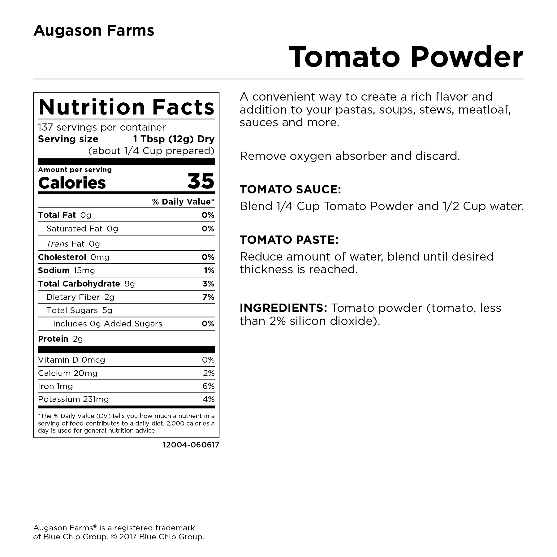 Augason Farms Tomato Powder Emergency Food Storage 3 lbs 10 oz No. 10 Can - image 3 of 9