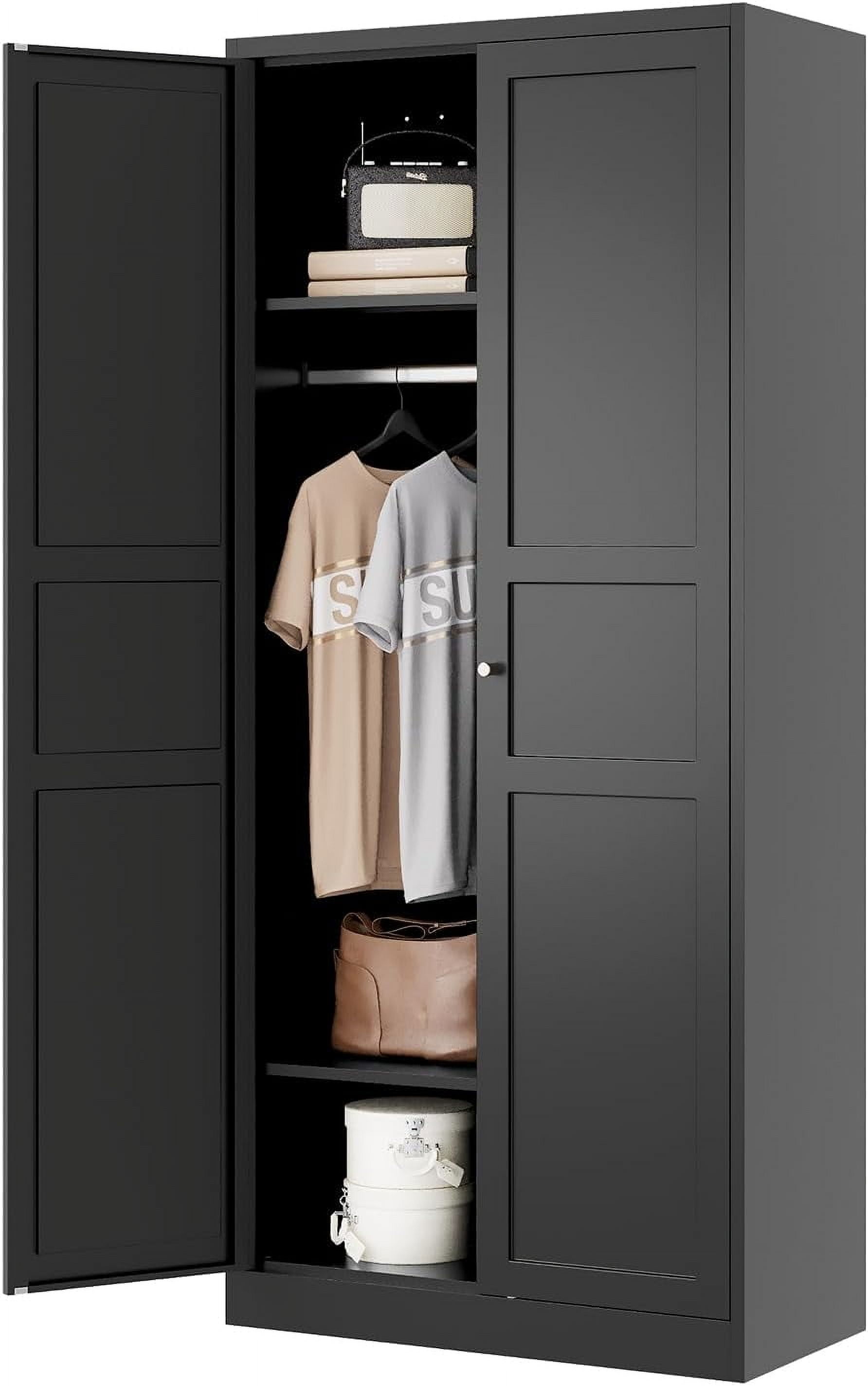 Rima☆★ Rimax Rattan-look PP Resin 2-shelf Lockable Wardrobe Cabinet