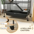thumbnail image 6 of Pet Playpen PawHut 53.5" Small Animal Cage, 5-Level Metal Ferret or Bunny Cage with Wheels, Chinchilla Cage with Removable Tray, 2 Front Doors, Ramps, Gray,Guinea Pig Cage, 6 of 7