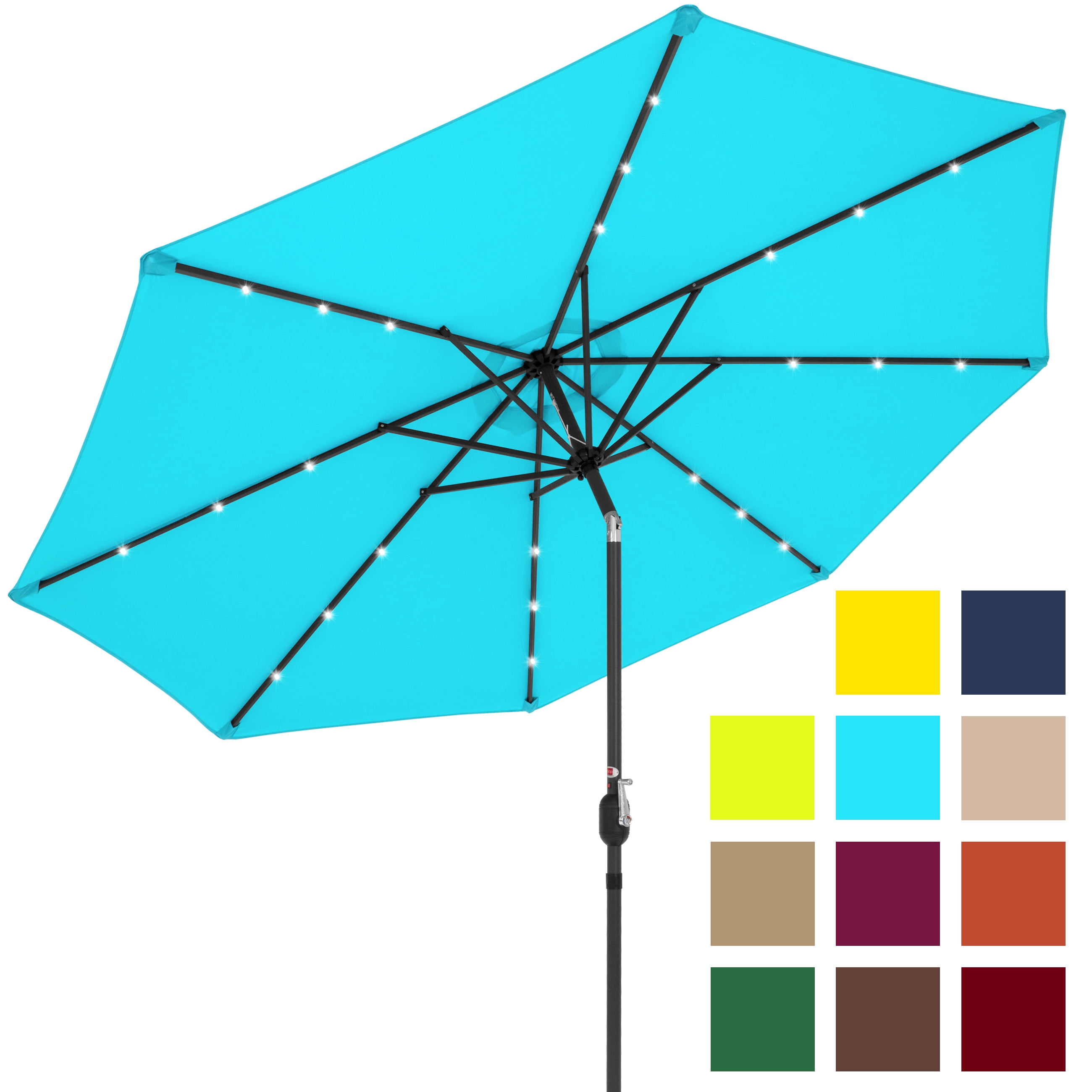 BCP 10FT Deluxe Patio Umbrella W Solar LED Lights, Tilt Adjustment Multicolor by Best Choice Products
