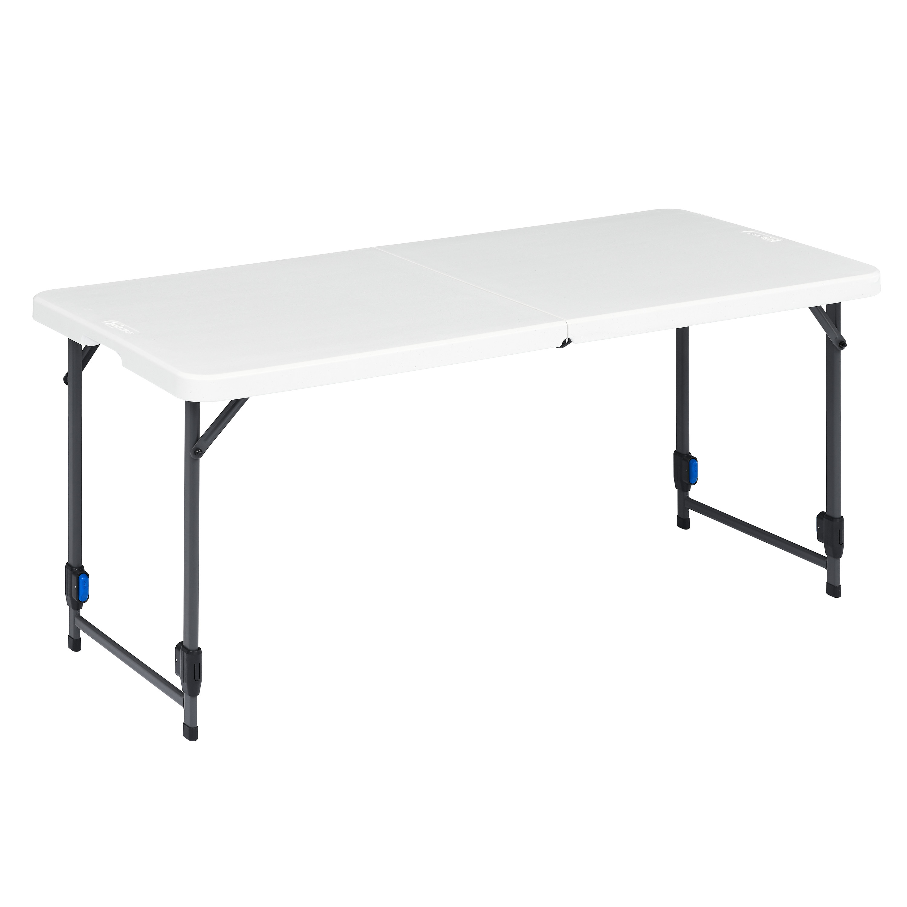 Mainstays 4 Foot Adjustable Height Folding Table with Pinch Free Buttons, White Granite - image 5 of 13