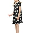 thumbnail image 3 of Xoenoiee Girl's Trendy Daisy Flower Print Casual Tee Dress Short Sleeve V-neck Kids T Shirt Dress, Black, Size 5-6 Years, 3 of 6