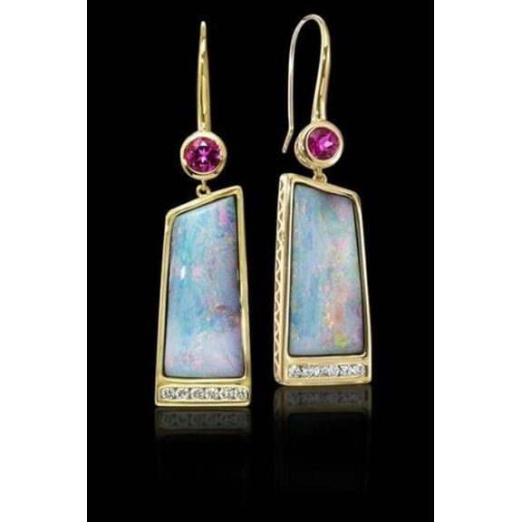 EOEMY Simple Silver Earrings White Fire Opal Ear Hook Drop Women Wedding Jewelry Gift-#3