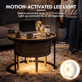 thumbnail image 4 of Homall 2-Piece Nesting Coffee Table Set, Round Coffee Tables with Hidden Drawer and Motion Sensor LED Light, Modern Living Room Tables with Storage and Metal Base, Walnut & Black, 4 of 8