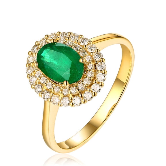 Womens Ring 18KT Yellow Gold Plated Green Tourmaline Emeralds Gemstone Adjustable Fashion Jewelry Gift For Her