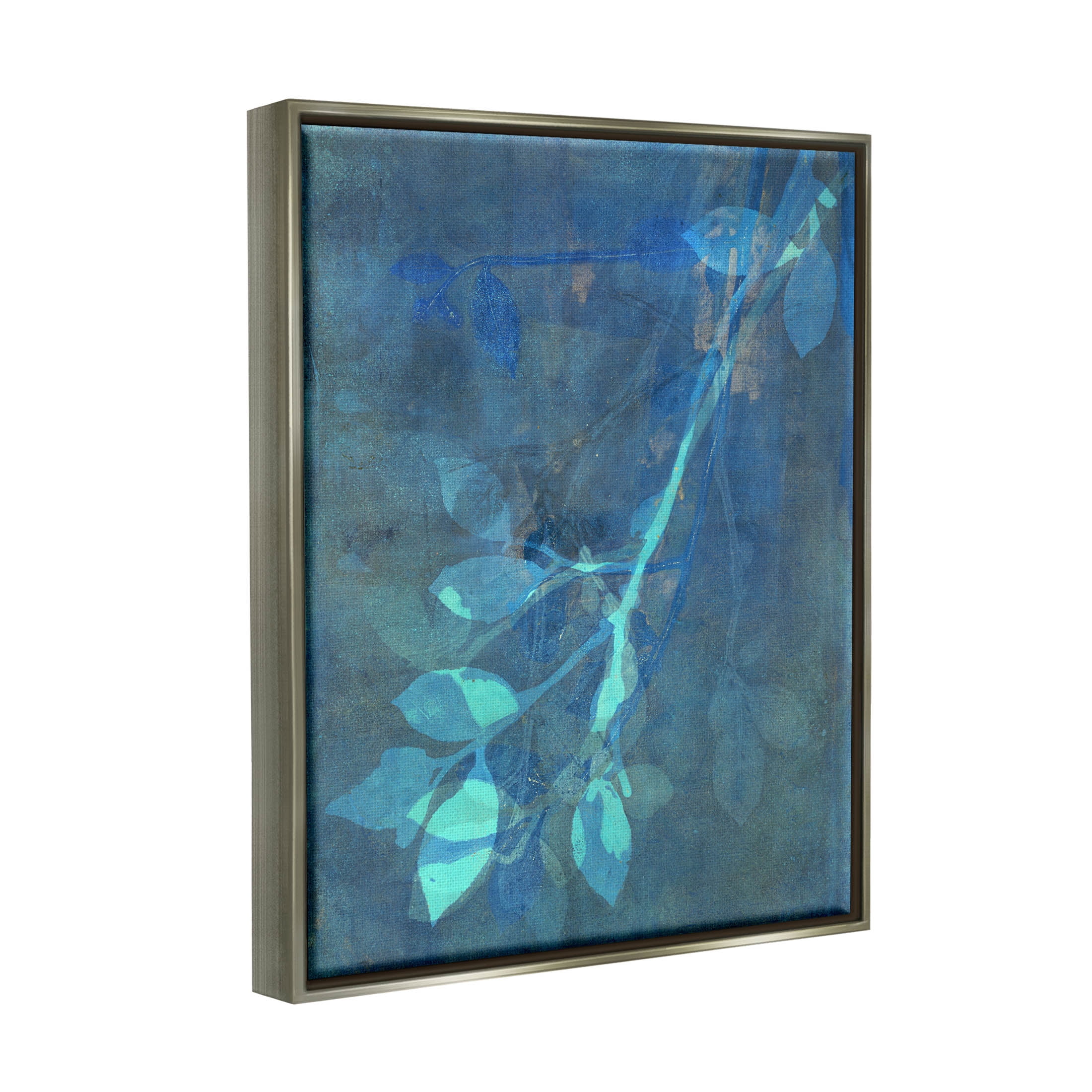 Layered Abstract Botanical Leaves Botanical & Floral Graphic Art Luster Gray Framed Art Print Wall Art