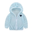 thumbnail image 2 of Mifsaly Boys Girls Lightweight Hooded Jacket Toddler Kids Full Zip Striped Sun Protection Hoodie Cute Heart Embroidery Breathable Long Sleeve Outerwear, 2 of 5
