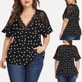thumbnail image 2 of Leutsin Haut Décontracté pour Femmes Grande Taille Col en V Manches Courtes Ceinture Imprimée, 2 of 8