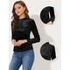 thumbnail image 2 of Camiseta casual de manga larga Allegra K con cuello redondo y terciopelo para mujer Negro M, 2 of 4