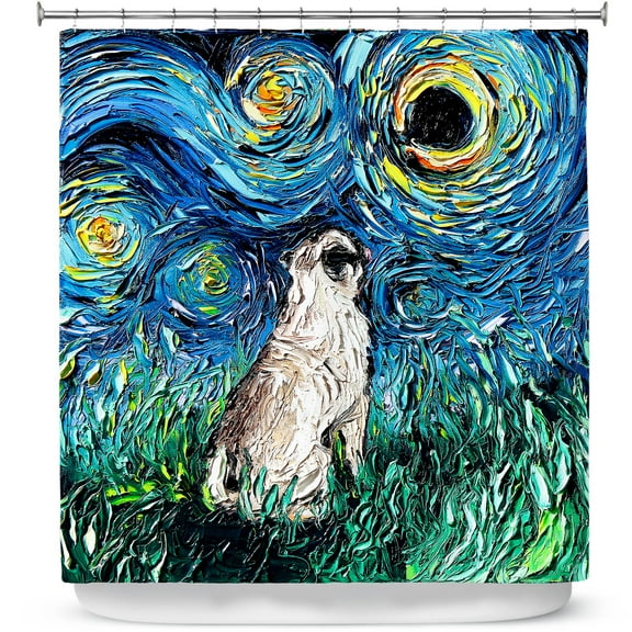 Shower Curtains 70" x 93" from DiaNoche Designs by Aja Ann - Pug