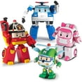 thumbnail image 1 of Robocar Poli - Paquete de 4 juguetes de robot transformable Poli + Amber + Roy + Helly, figura de acción transformable de 4", juego de vehículo de emergencia, regalo de cumpleaños festivo, 1 of 5