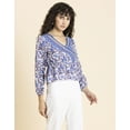 thumbnail image 2 of MoomayaWomens PrintedSurplice Neckline Top, Long Sleeves Designer Cotton Tops, 2 of 8