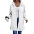 thumbnail image 3 of Zysthvn Tunic Womens Full Zip Hoodie Fall Drawstring Casual Sweatshirt Womens Loose Fit Long Sleeve Solid with Pockets Tops, 3 of 9