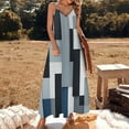 thumbnail image 3 of Blue And Black And Grey Squares Sleeveless Dress Loose Women's Dress Dresses Luxury Evening Dresses, 3 of 9