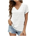thumbnail image 3 of Mittory Womens Chiffon Blouses Short Sleeve V Neck Shirts Summer Casual Polka Dot Tops, 3 of 3