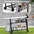 thumbnail image 4 of BBQ Trolley Food Prep Table Stainless Steel, Flattop Worktable with Side Table, Two-Layer Steel Basket and Utensil Holder, 4 of 8