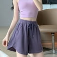 thumbnail image 3 of Womens Sport Shorts Summer Casual Pleated Jersey Short Drawstring Elastic Waist Short Pants Trendy Beach Holiday Wear, 3 of 4