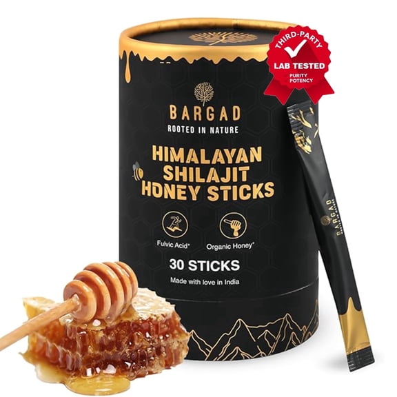 BARGAD Himalayan Shilajit Sticks with Organic Honey & Saffron (30 Count)