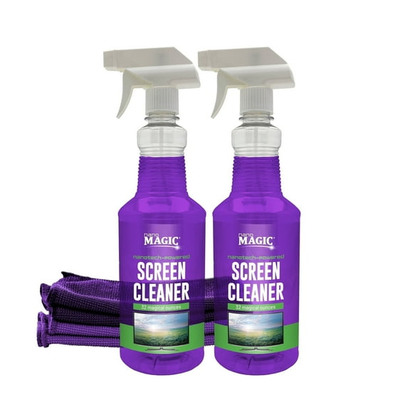 Nano Magic Screen Cleaner Spray and Microfiber Towel, Streak-Free Formula, 32 Fl Oz, 2-Pack