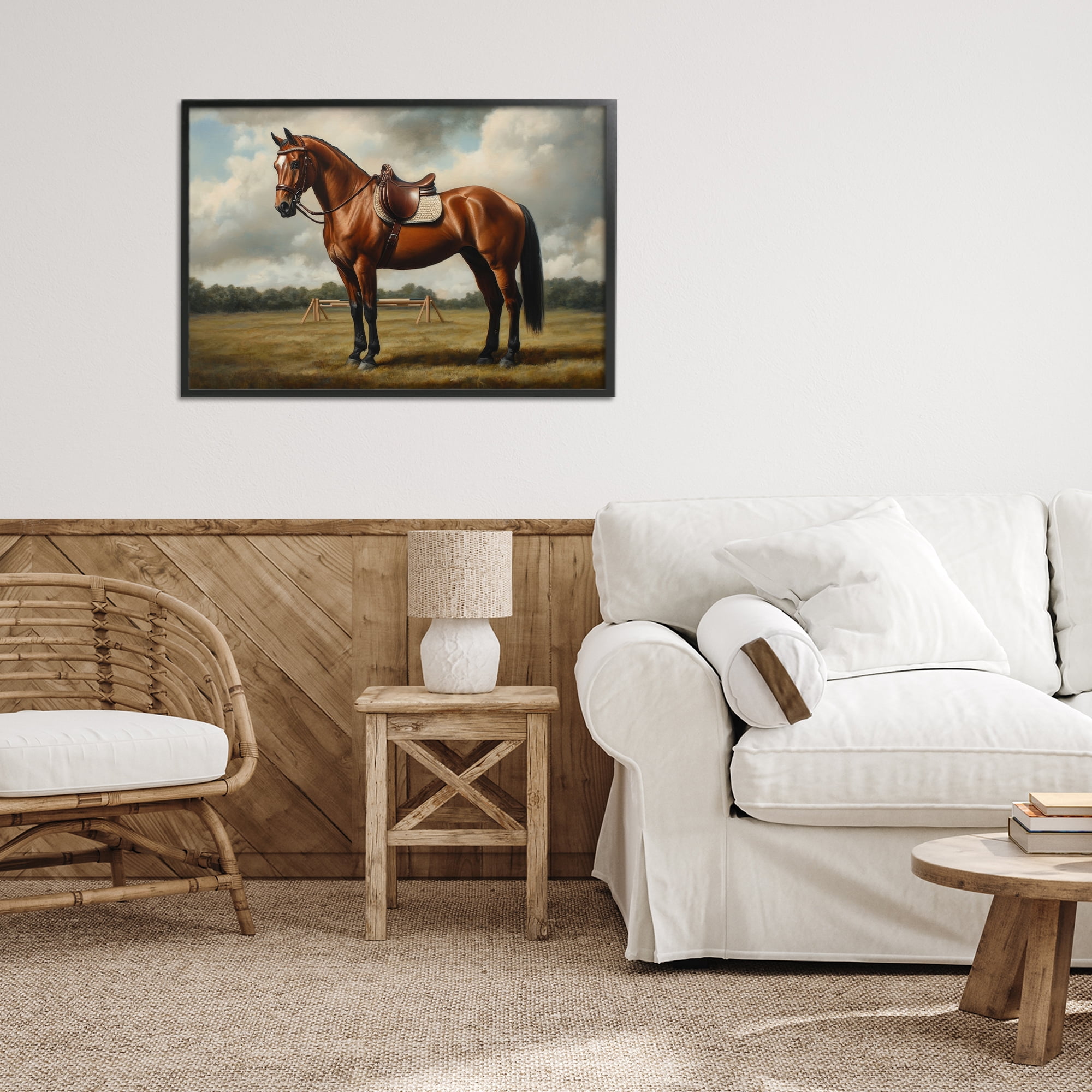 Stupell Industries Red Mare in Pastoral Landscape Black Framed Giclee Art, design by Petal Prints Design