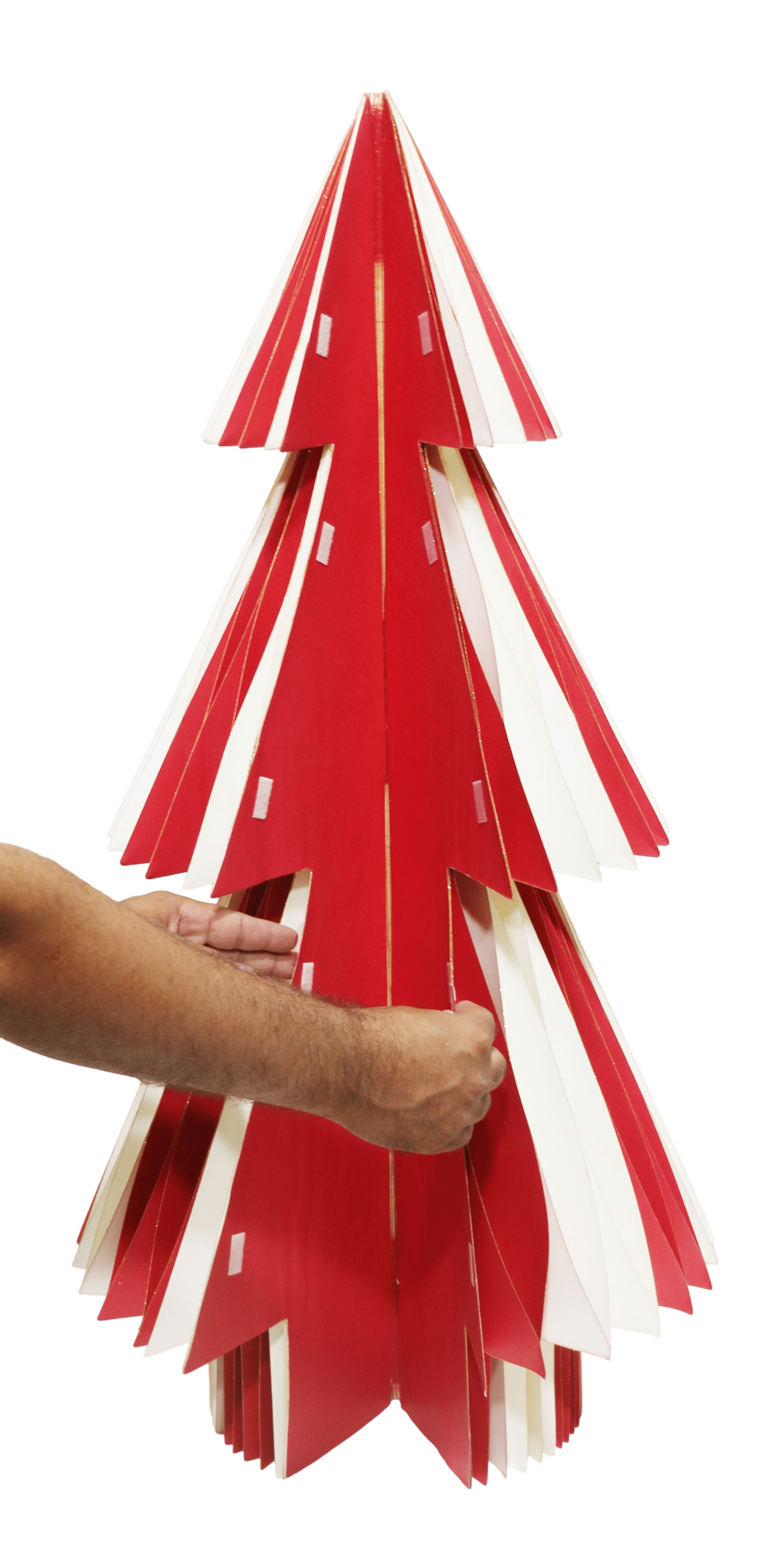 Honeycomb Paper Tree Christmas Decoration, Red and White, 35", by Holiday Time