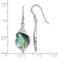 thumbnail image 2 of 925 Sterling Silver Rhodium Plated Polished Abalone Dangle Shell Earrings 36.6x12.5mm Wide Dangle Earring for Women, 2 of 2