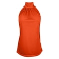 thumbnail image 5 of Alun Womens 2026 Fashion Summer Tank Tops Dressy Casual Lace up Halter Top Solid Color High Neck Sleeveless Tshirt Beach Vacation Thin Breathable Loose Fit Daily Wear Orange XXL, 5 of 6