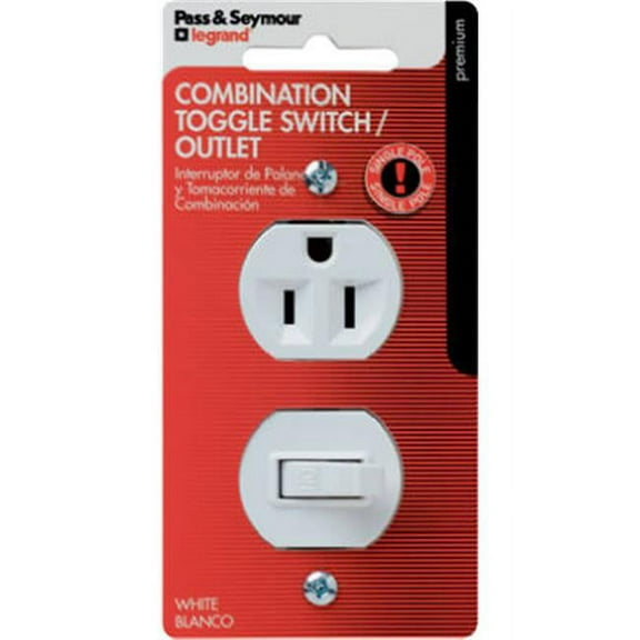 Pass & Seymour 691WCCC5 Combination Toggle Switch & Outlet, 15A, White